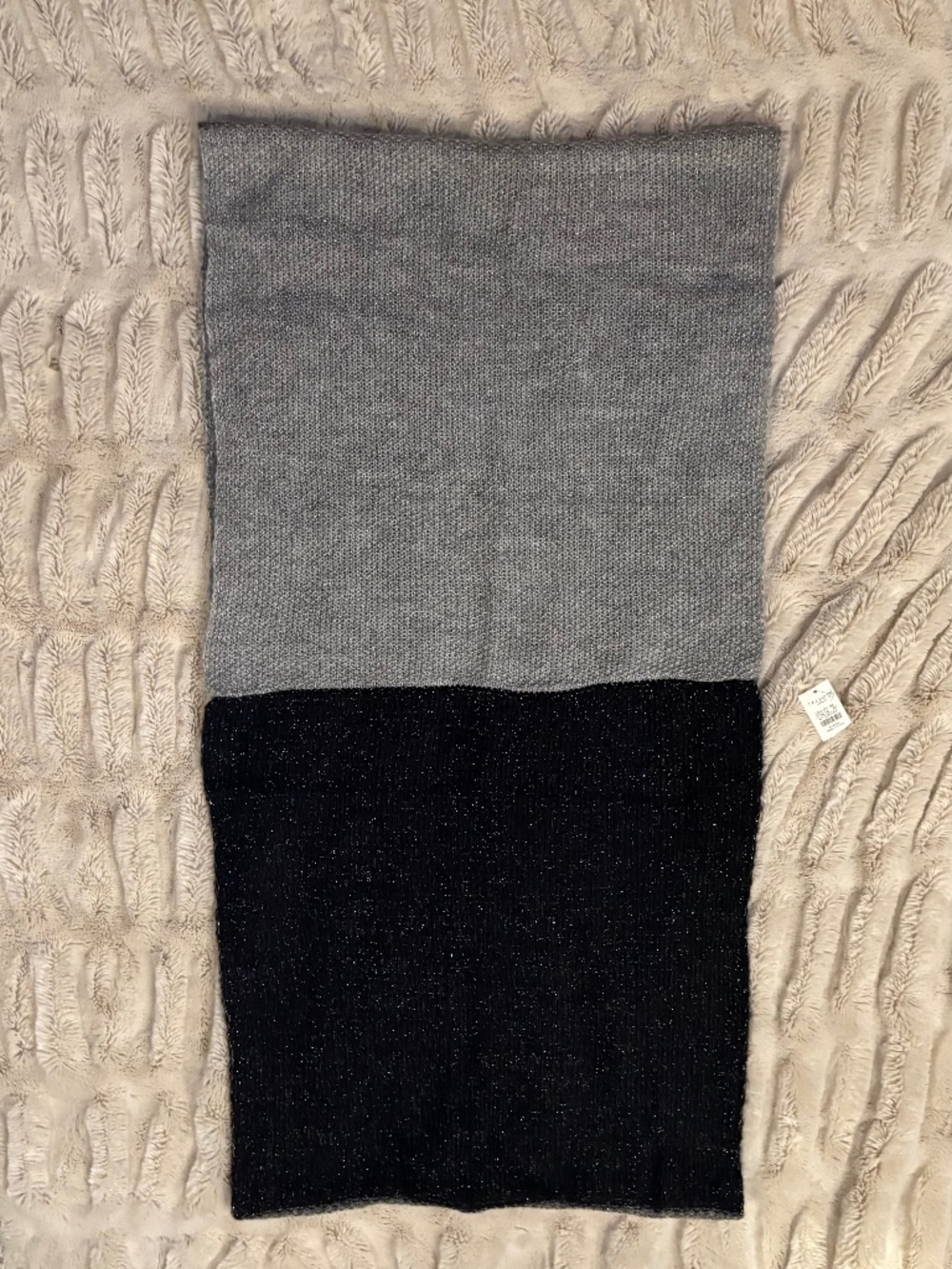Talbots Textured Black/Gray/Silver Shimmer Infinity Scarf